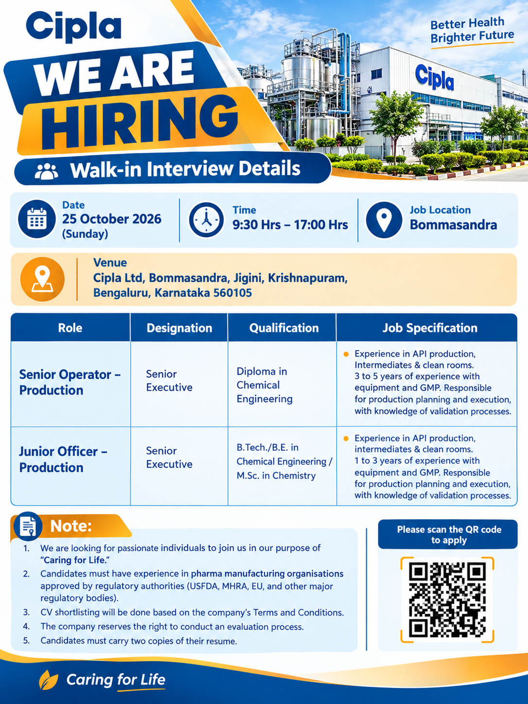 CIPLA PRODUCTION JOBS 2026