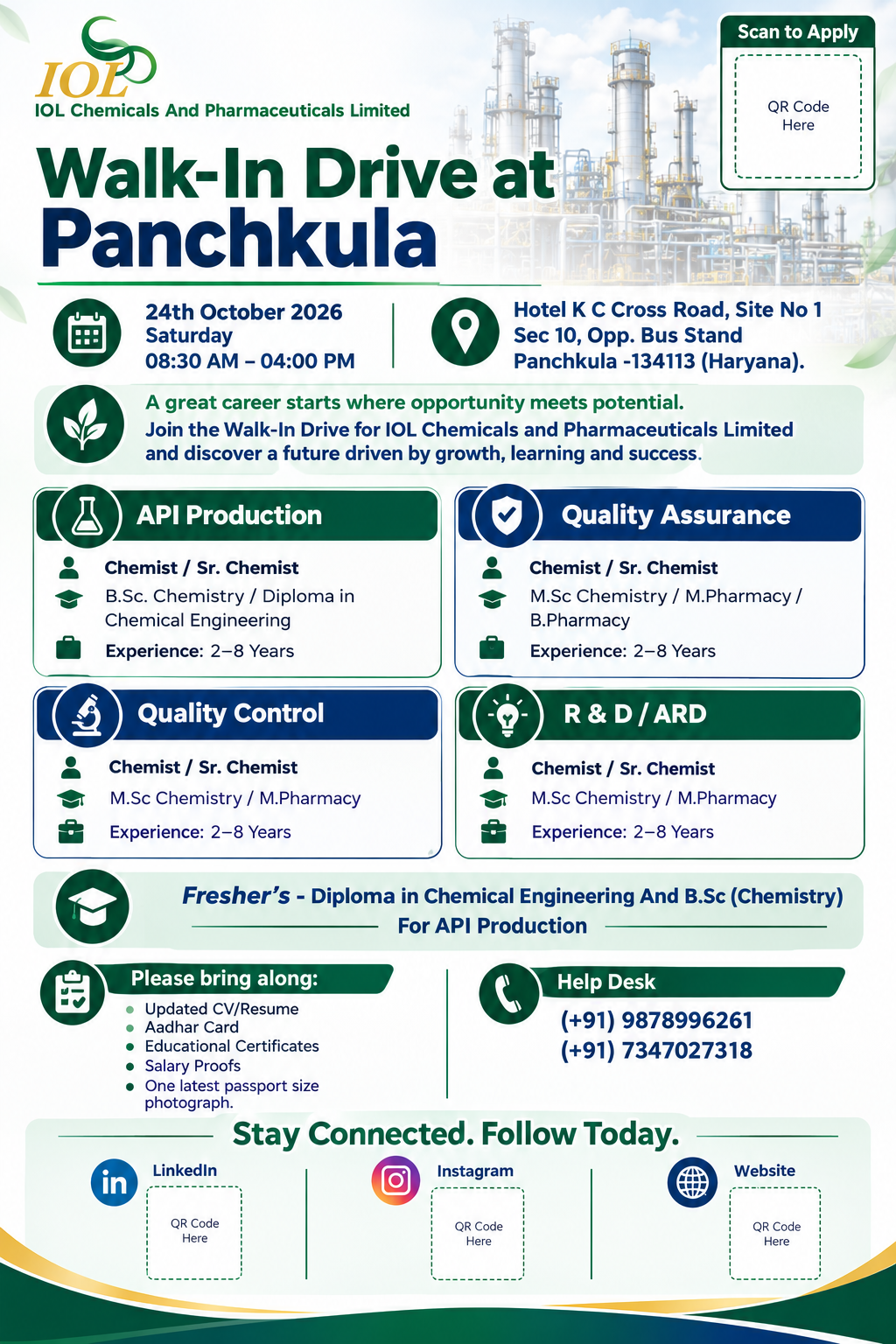 IOL Chemicals Walk-In Interview 2026