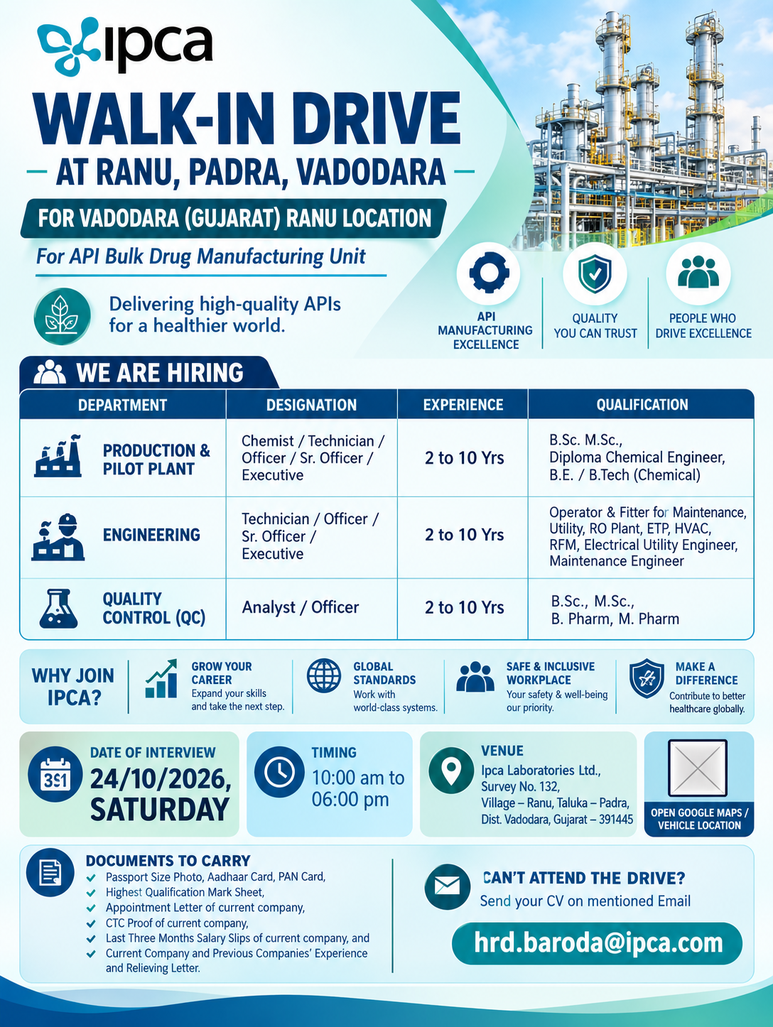 Ipca Laboratories Walk-In Interview 2026
