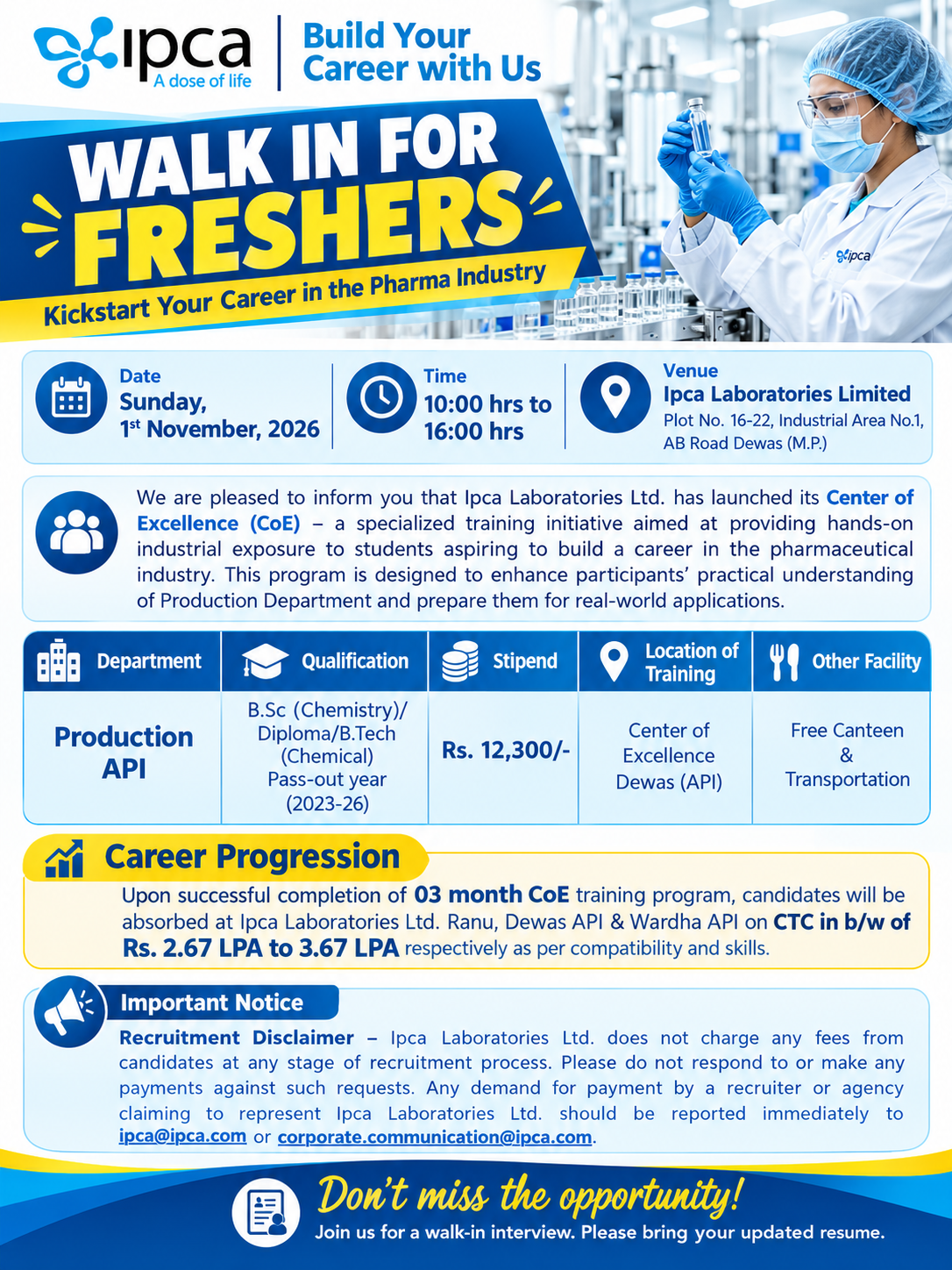 Ipca Laboratories Jobs 2026