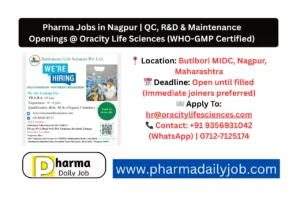 QC, R&D & Maintenance Openings @ Oracity Life Sciences