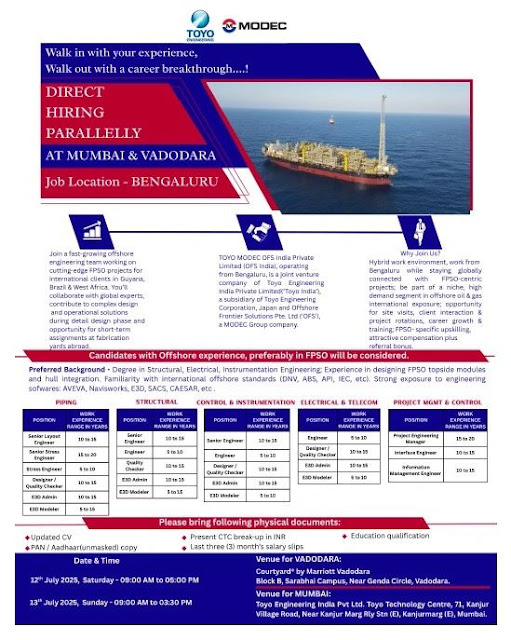 Toyo Walk-In Interview for Engineering Professionals