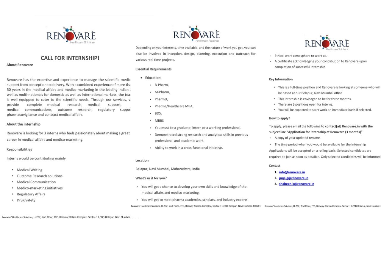 Renovare Healthcare Solutions Internship 2025