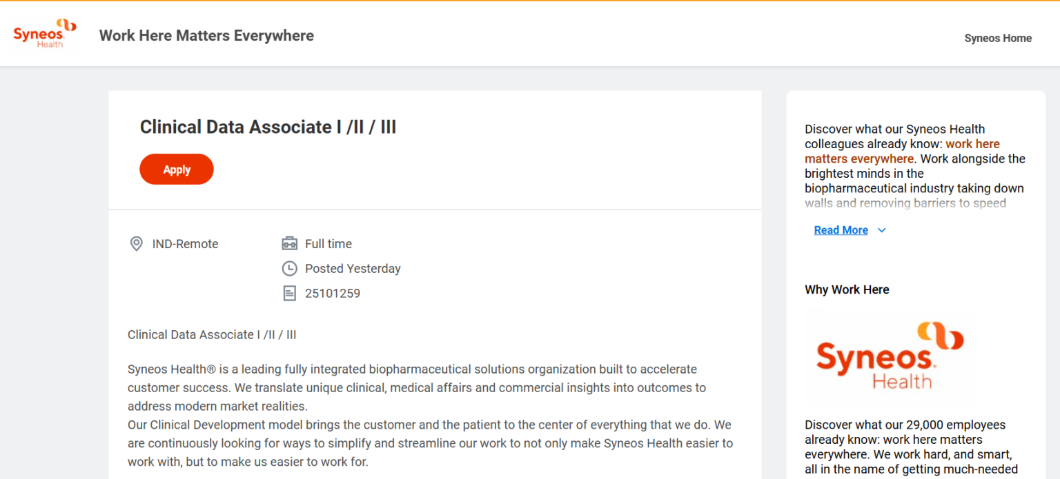 Syneos Health Hiring