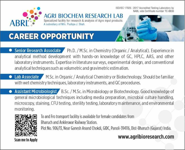 Agri Biochem Research Lab Recruitment 2026