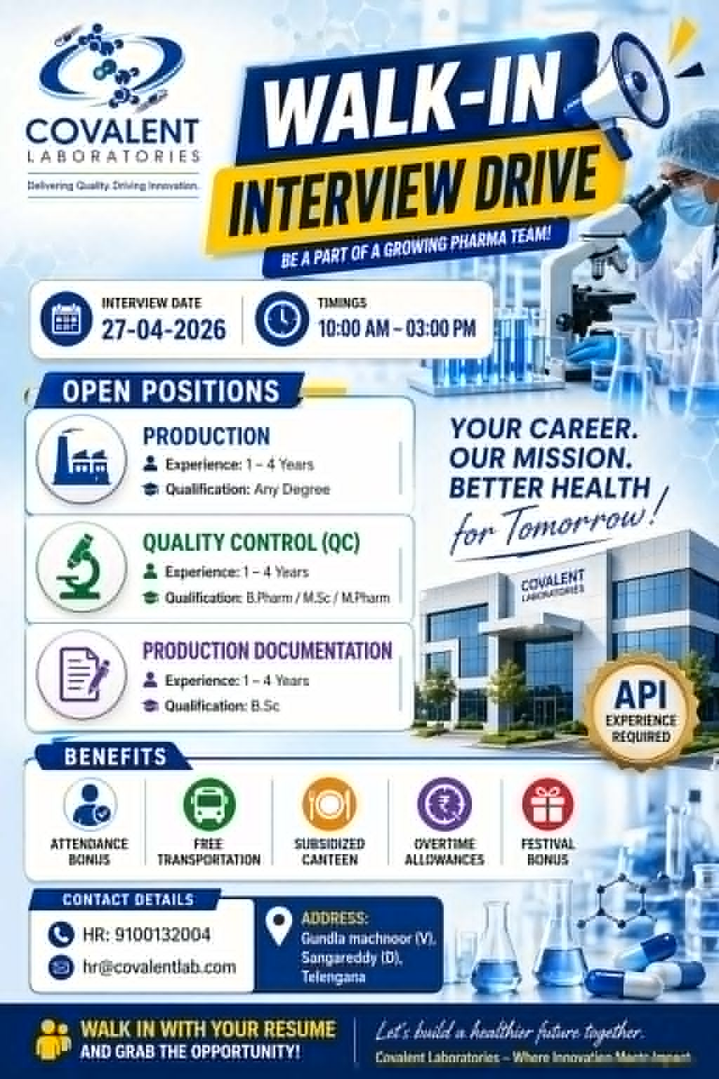 Covalent Laboratories Walk-In Interview 2026