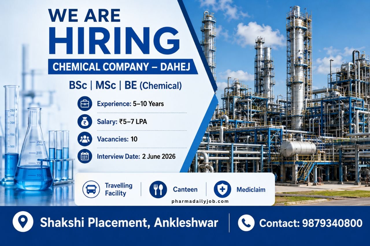 Chemical Company Hiring in Dahej