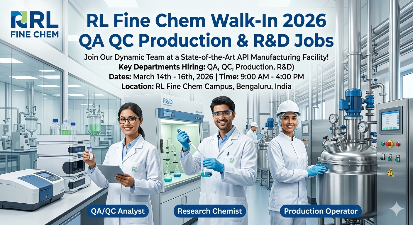 RL Fine Chem Pvt. Ltd Walk-In Interview 2026