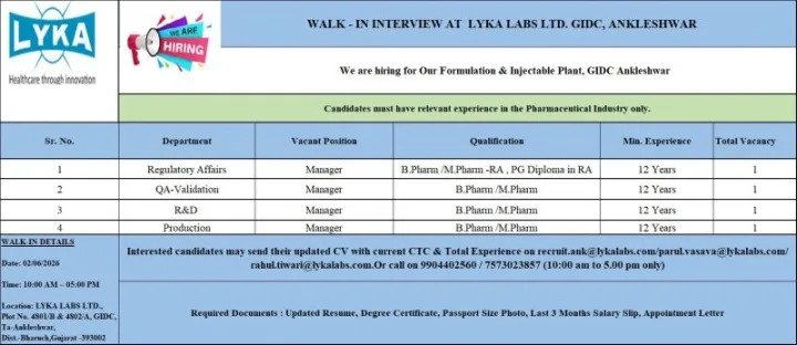 Lyka Labs Walk-In Interview