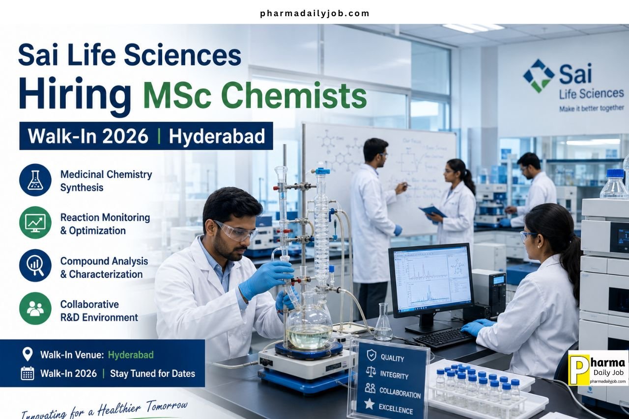 Sai Life Sciences Hiring MSc Chemists