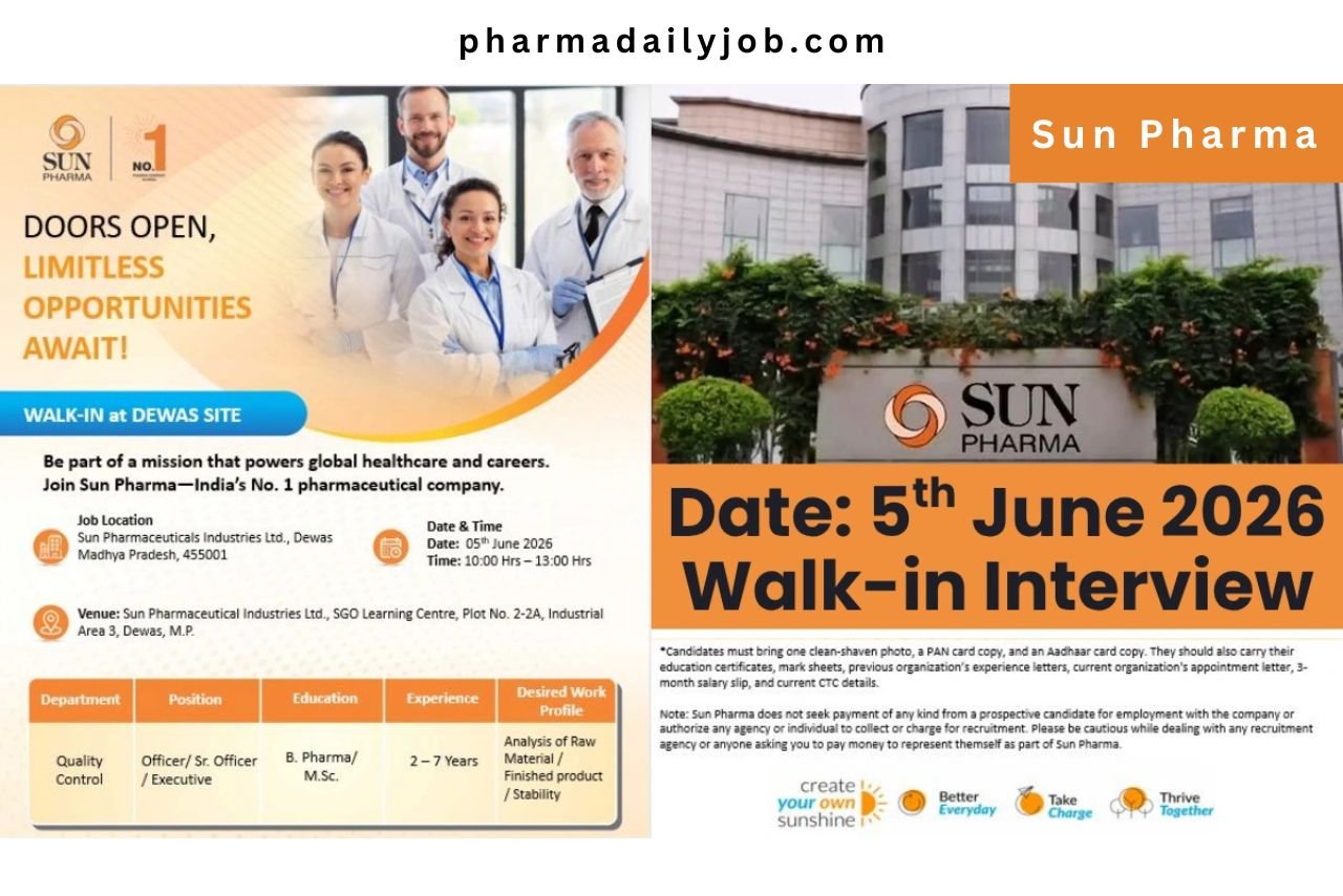 Sun Pharma Walk-in Interview 2026