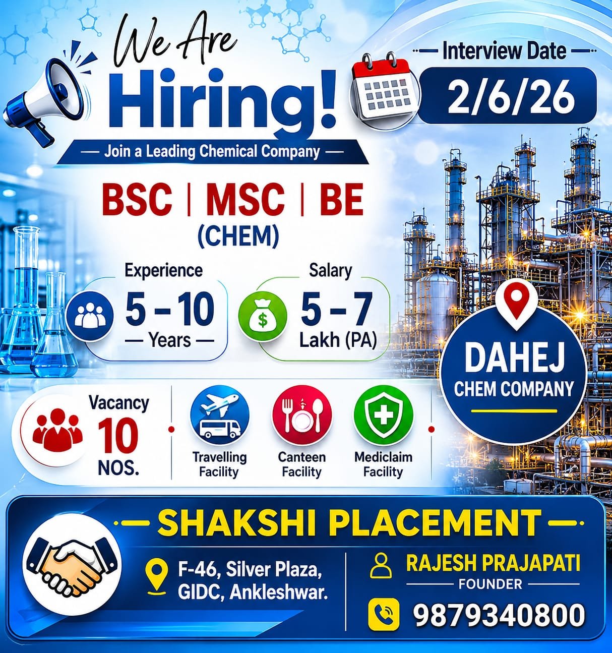 Chemical Company Hiring in Dahej