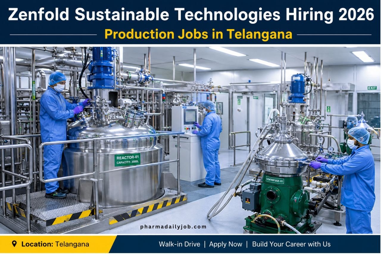 Zenfold Sustainable Technologies, Production Jobs Telangana, API Manufacturing Jobs, Pharma Jobs Hyderabad, Chemical Industry Jobs, Walk-In Interview 2026, GMP Manufacturing Careers
