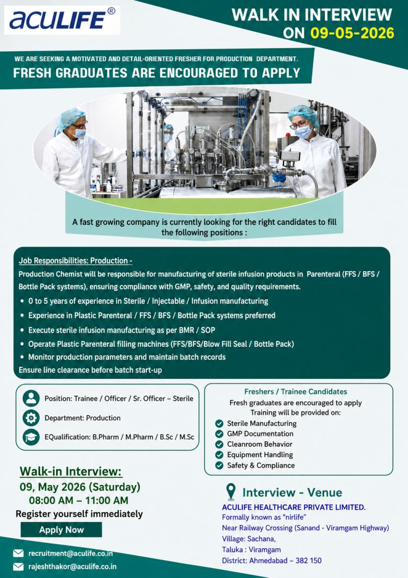 Aculife Healthcare Walk-In Interview 2026