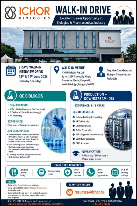 ICHOR Biologics Walk-In Interview 2026