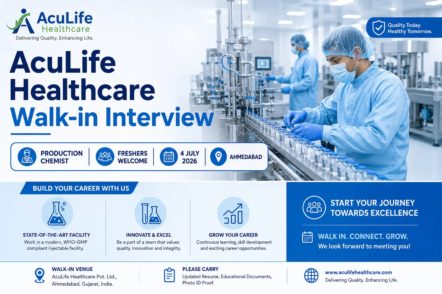 AcuLife Healthcare Walk-in Interview 2026