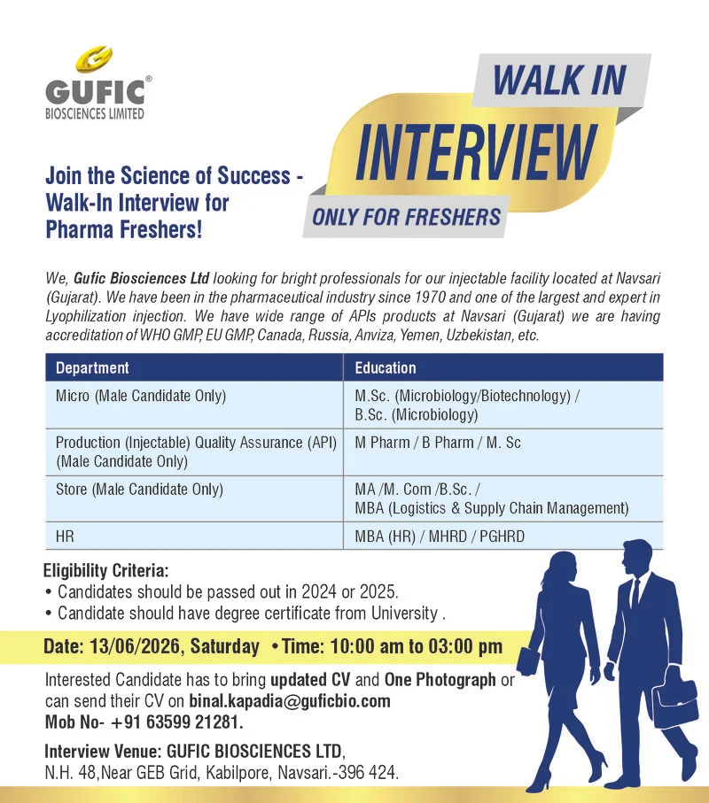 Gufic Biosciences Walk-In Interview 2026