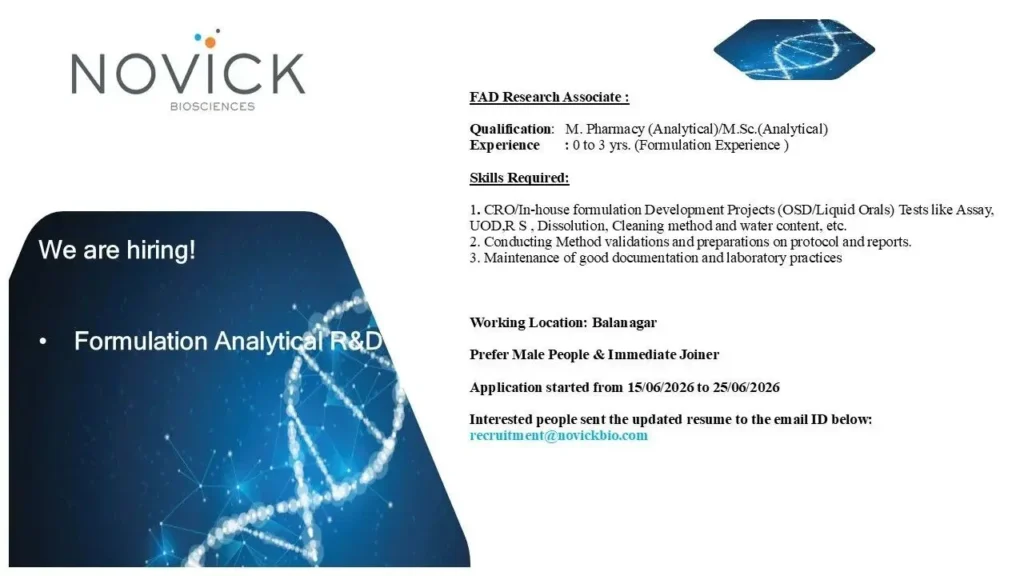 Novick Biosciences Hiring 2026