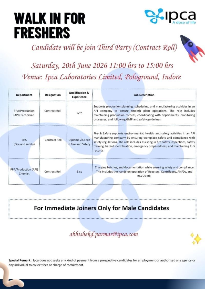 Ipca Laboratories Walk-In Interview 2026