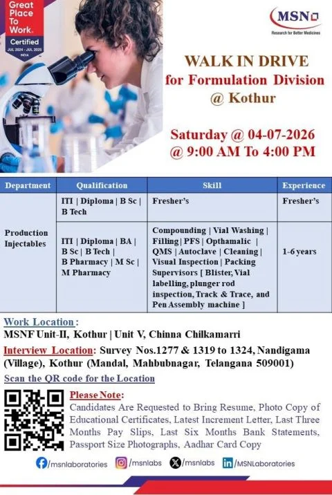 MSN Pharma Hiring 2026