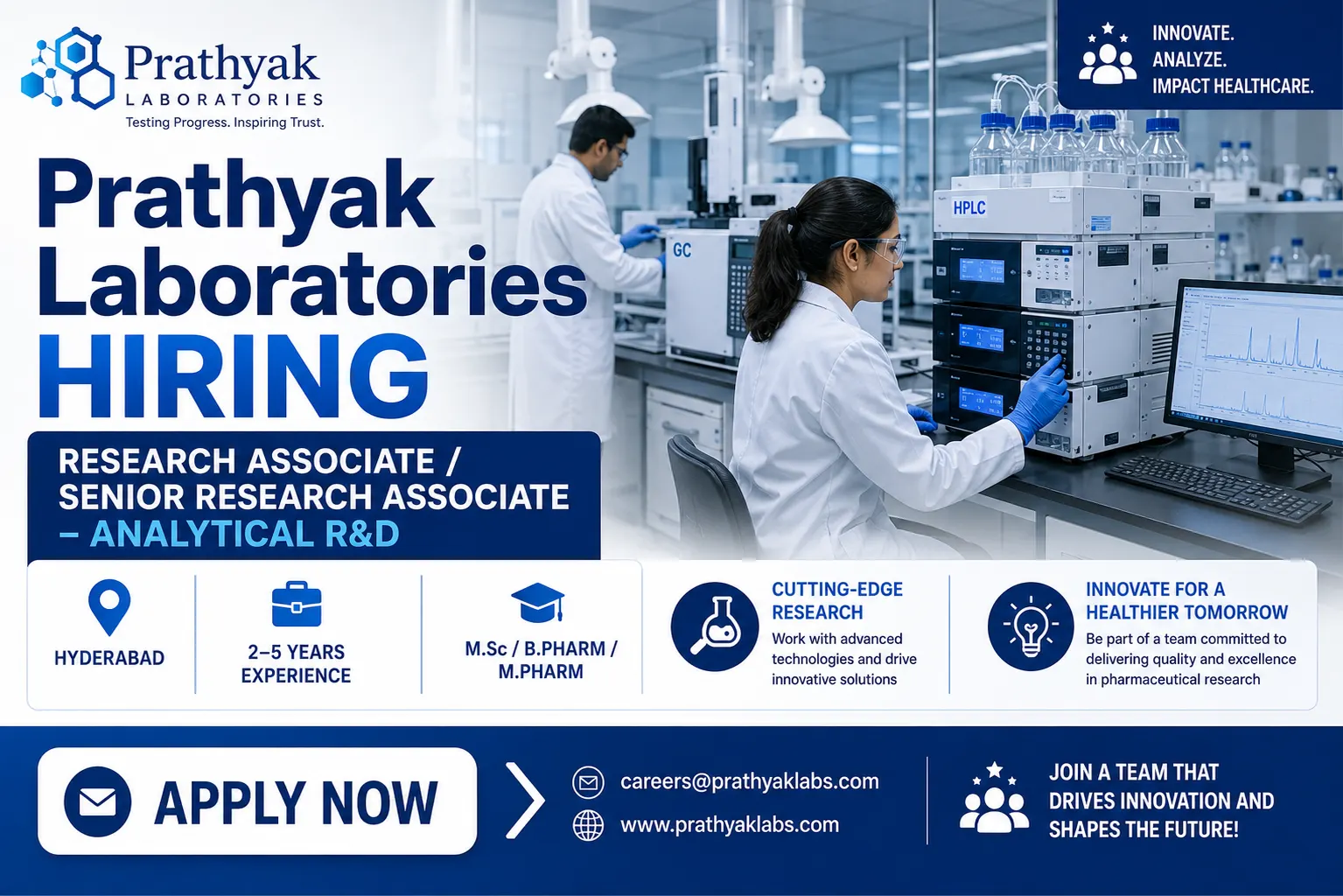 Prathyak Laboratories Hiring 2026