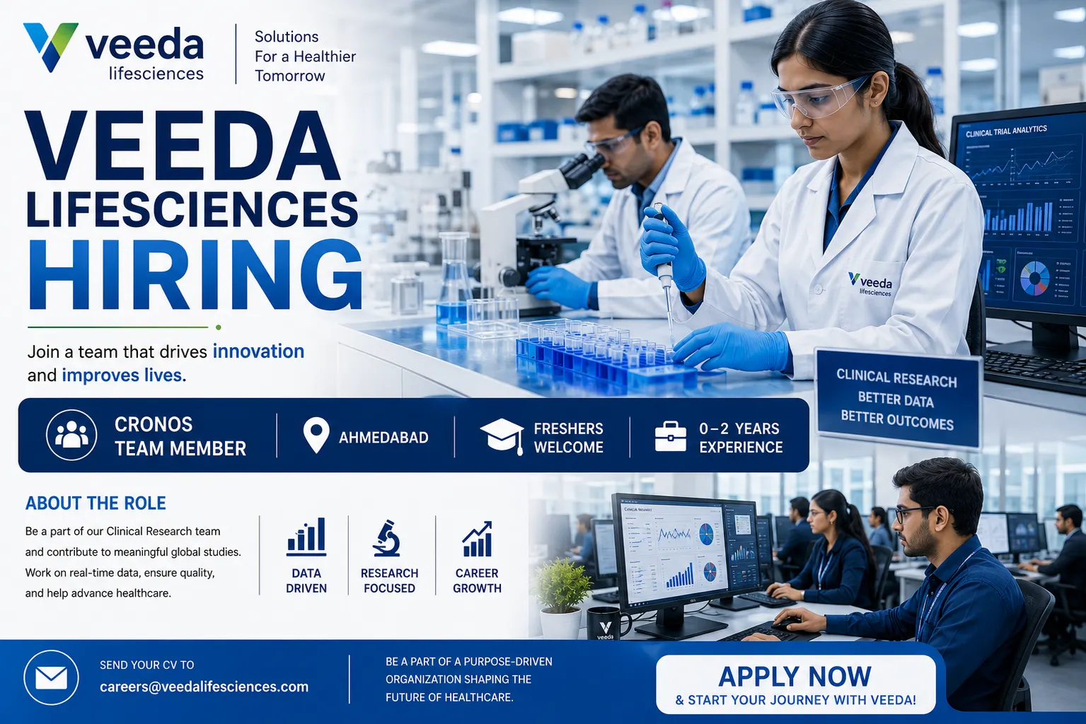Veeda Lifesciences Hiring 2026 | Cronos Team Member Jobs in Ahmedabad (Freshers Eligible)
