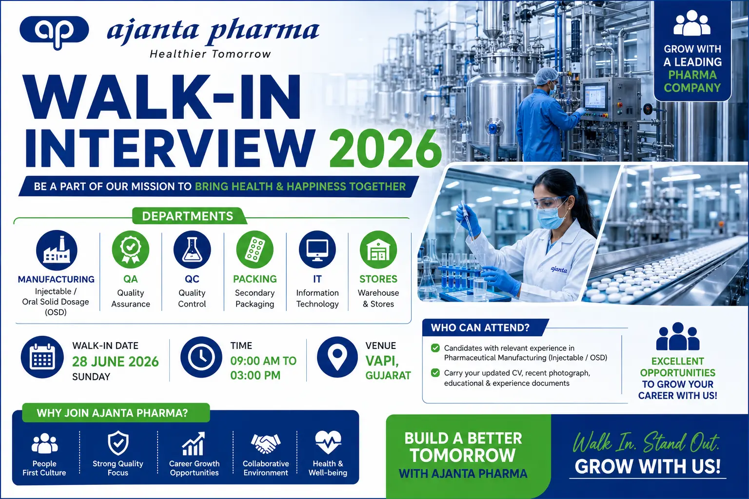 Ajanta Pharma Walk-In Interview 2026