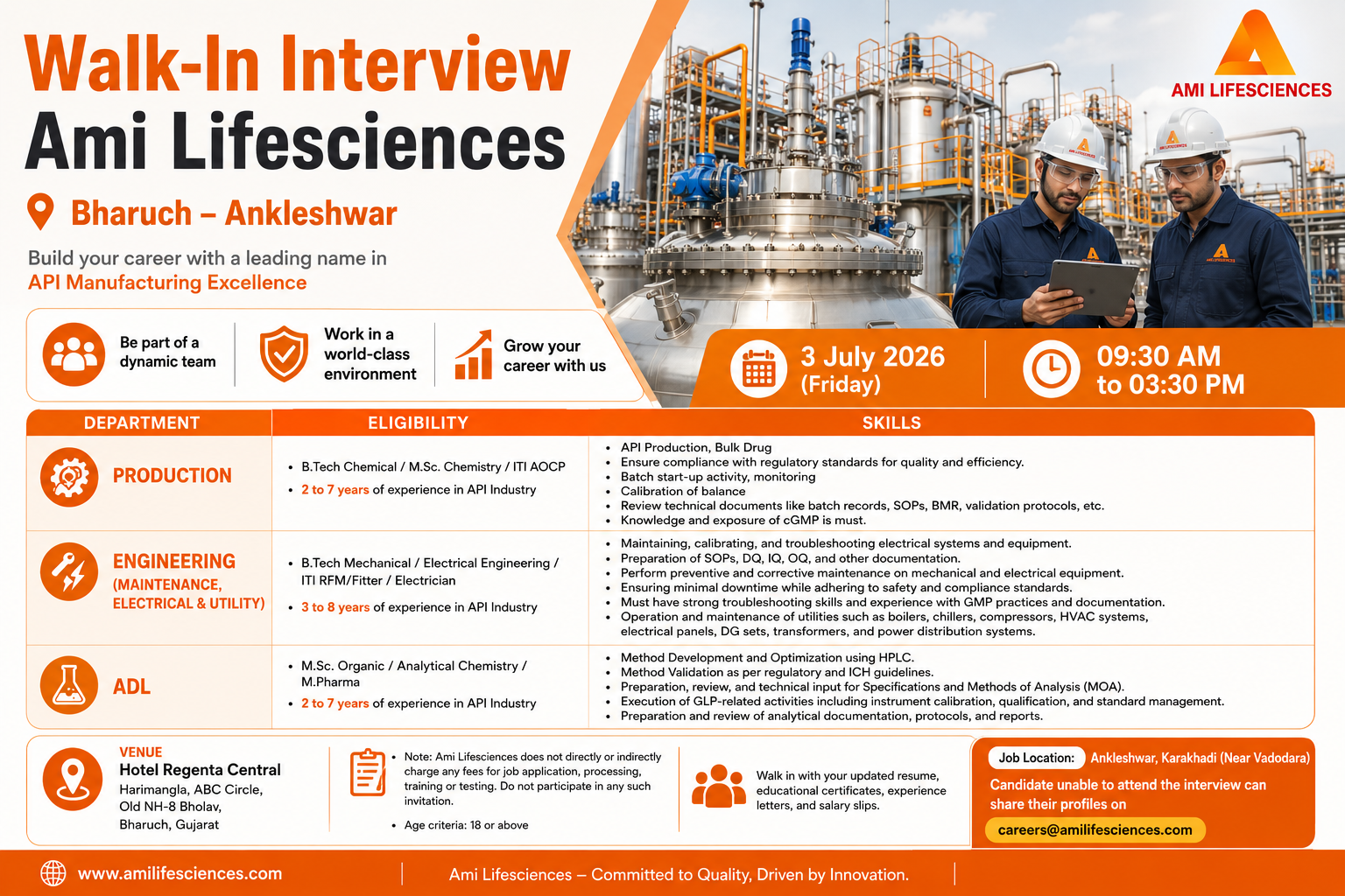 Ami Lifesciences Walk-In Interview 2026