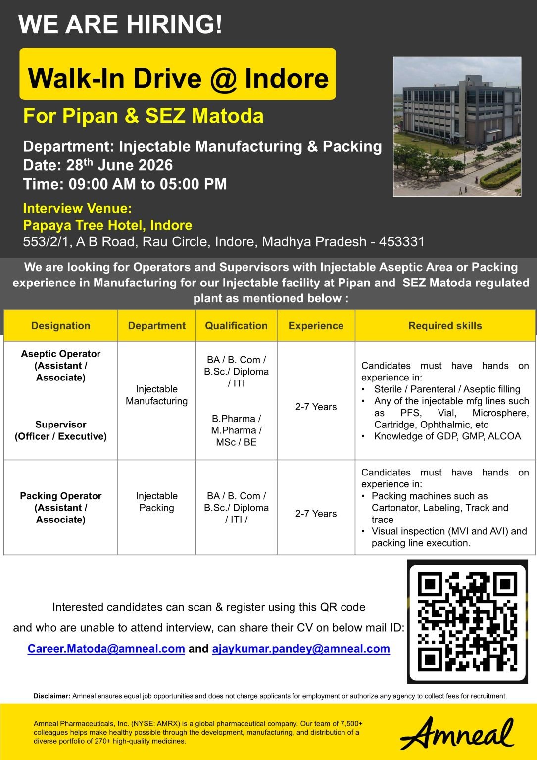 Amneal Pharmaceuticals Walk-In Drive 2026