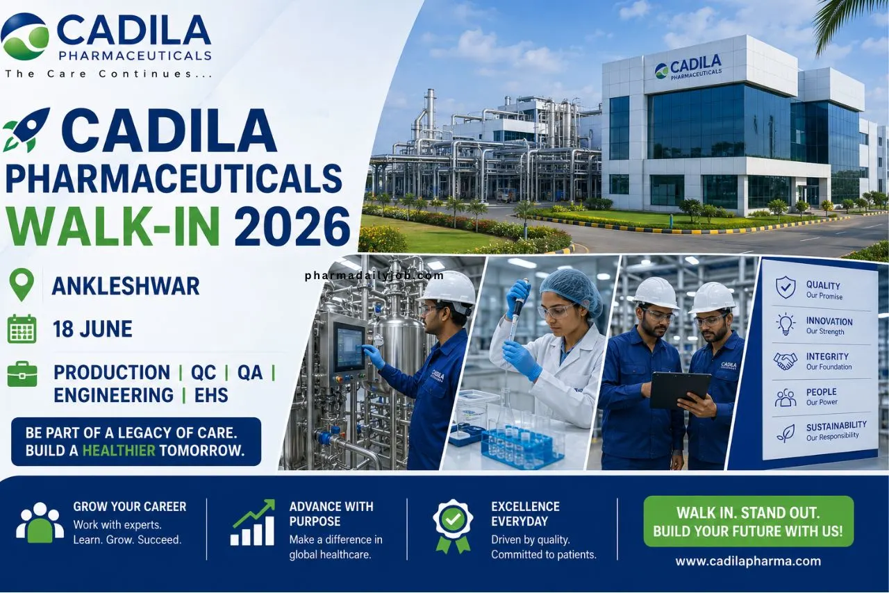 Cadila Pharmaceuticals Walk-In Interview 2026