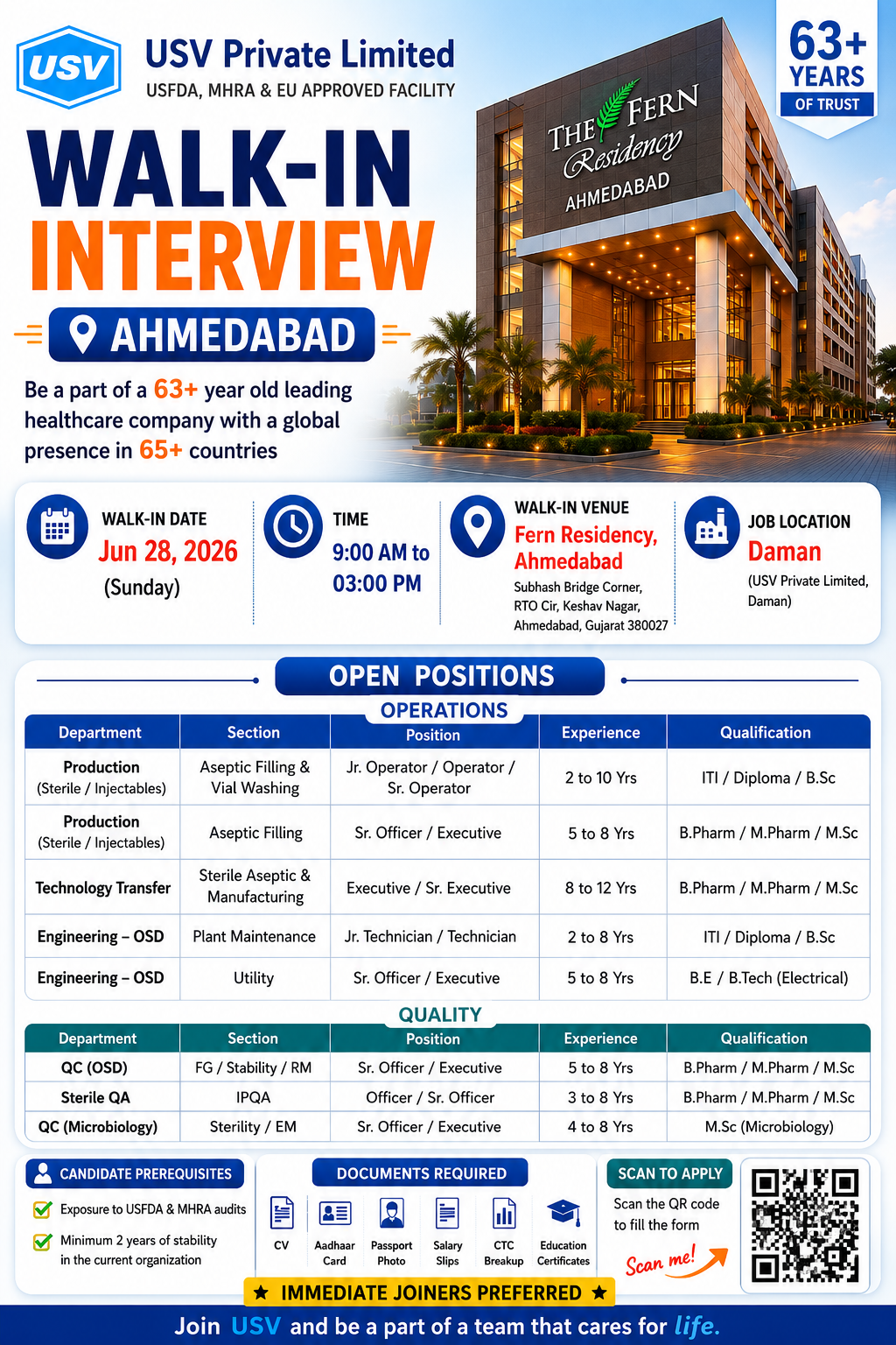 USV Walk-In Interview 2026 
