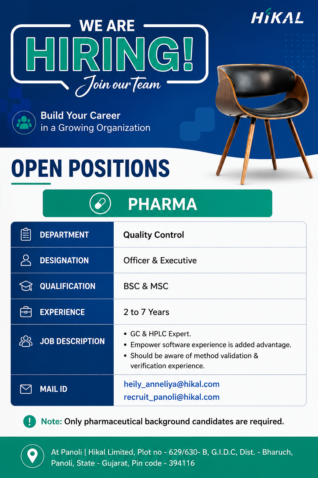 Hikal Limited QC Jobs 2026