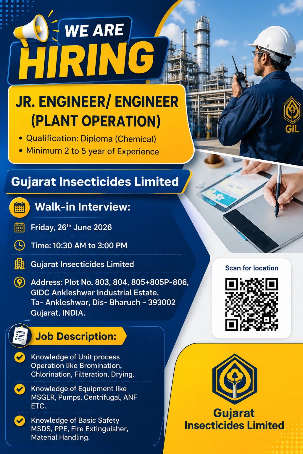 Gujarat Insecticides Limited Hiring 2026