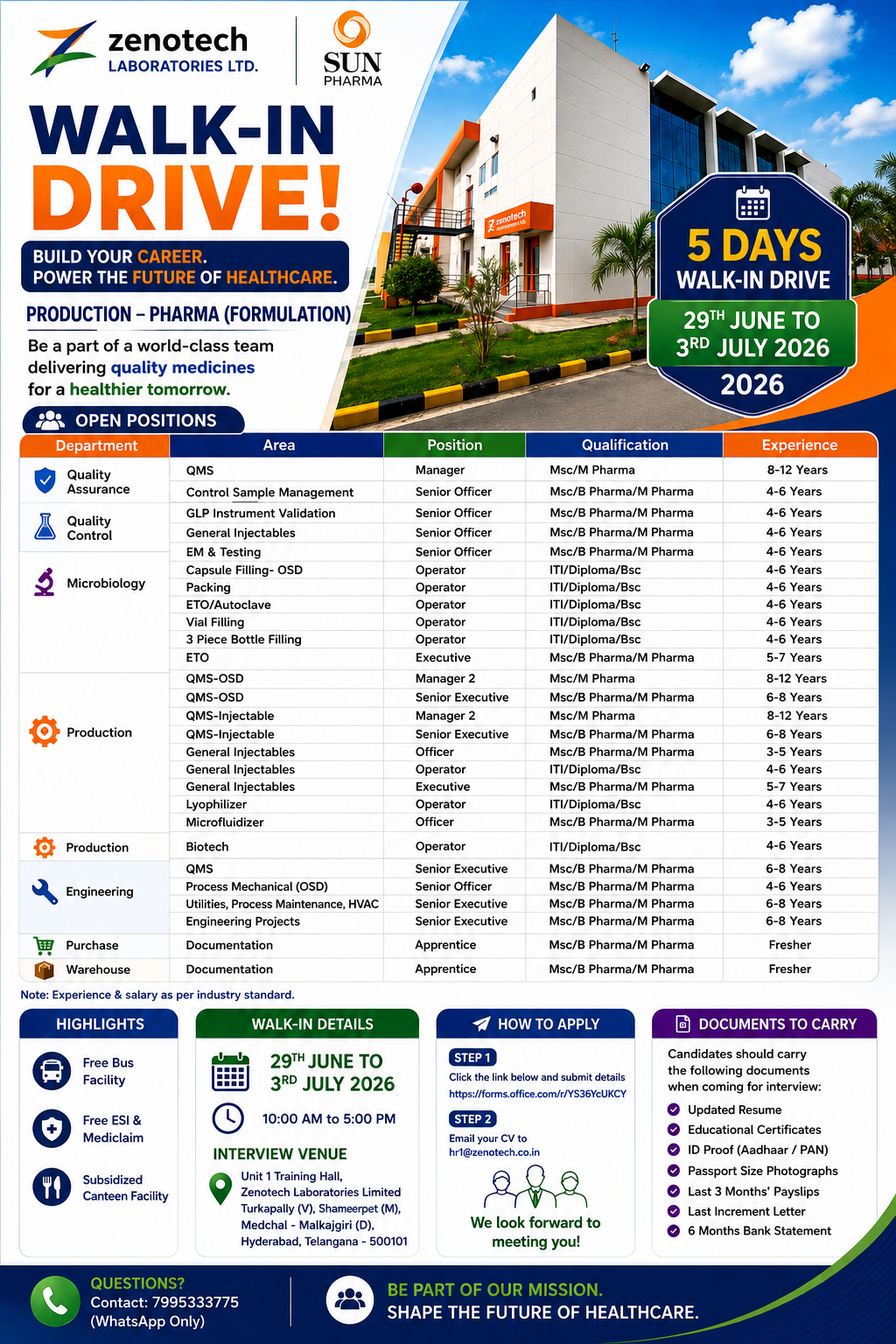 Zenotech Laboratories Walk-In Drive 2026