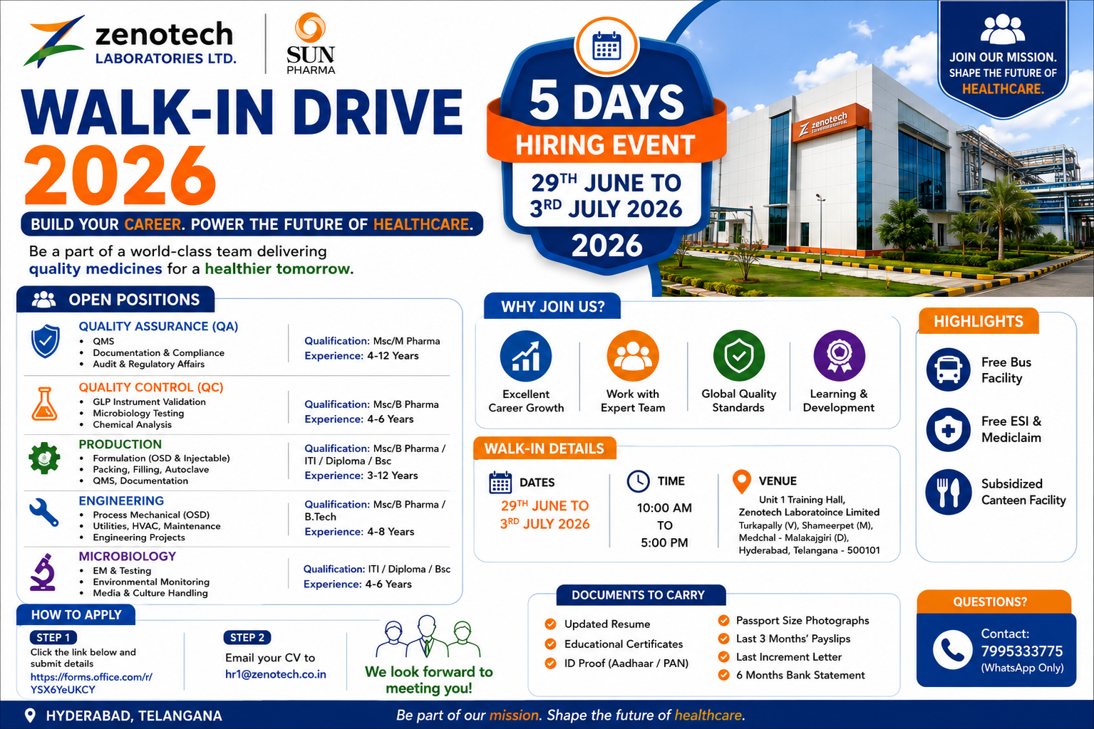 Zenotech Laboratories Walk-In Drive 2026