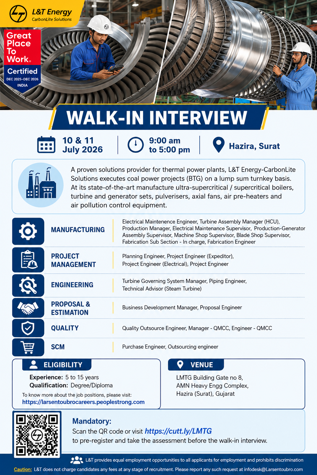 L&T Energy Walk-in Interview 2026