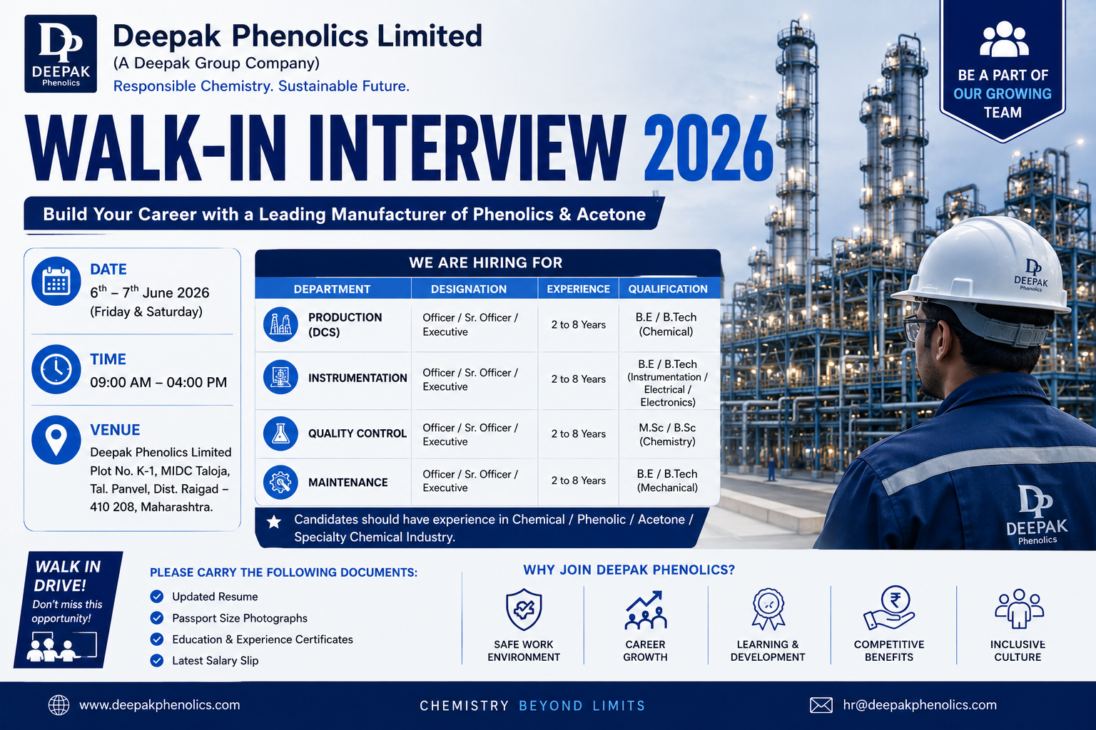 Deepak Phenolics Limited Walk-In Interview 2026