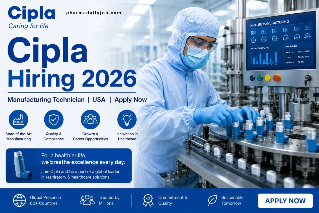 Cipla Hiring Manufacturing Technician Jobs 2026