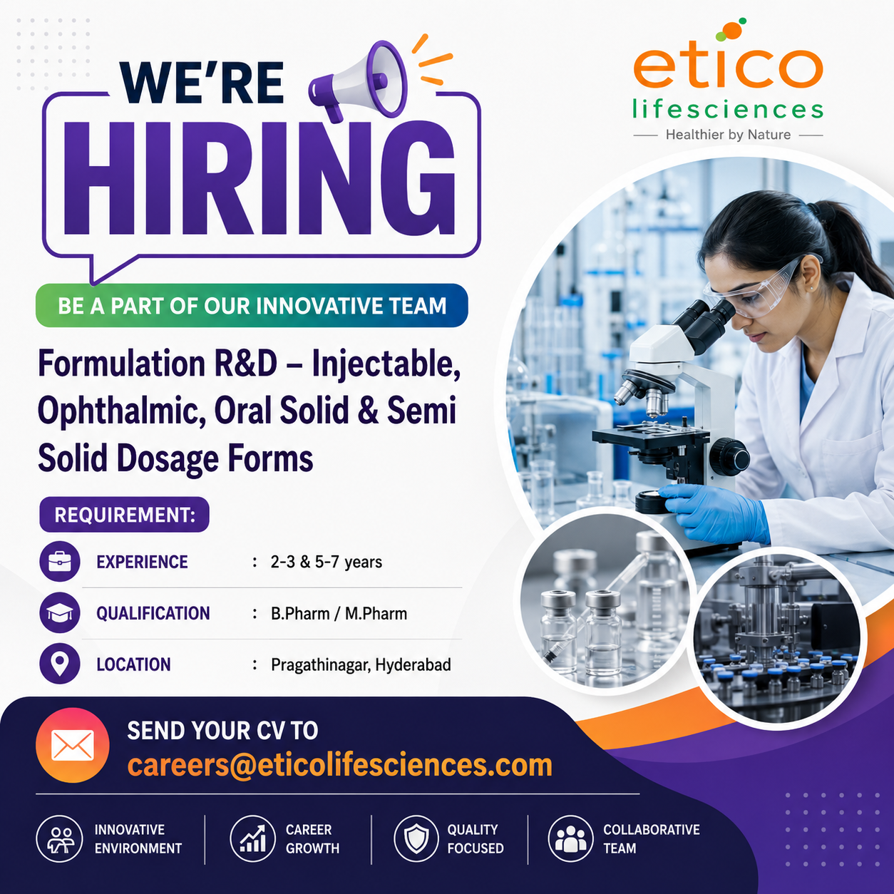 Etico Lifesciences Hiring Formulation R&D Professionals in Hyderabad