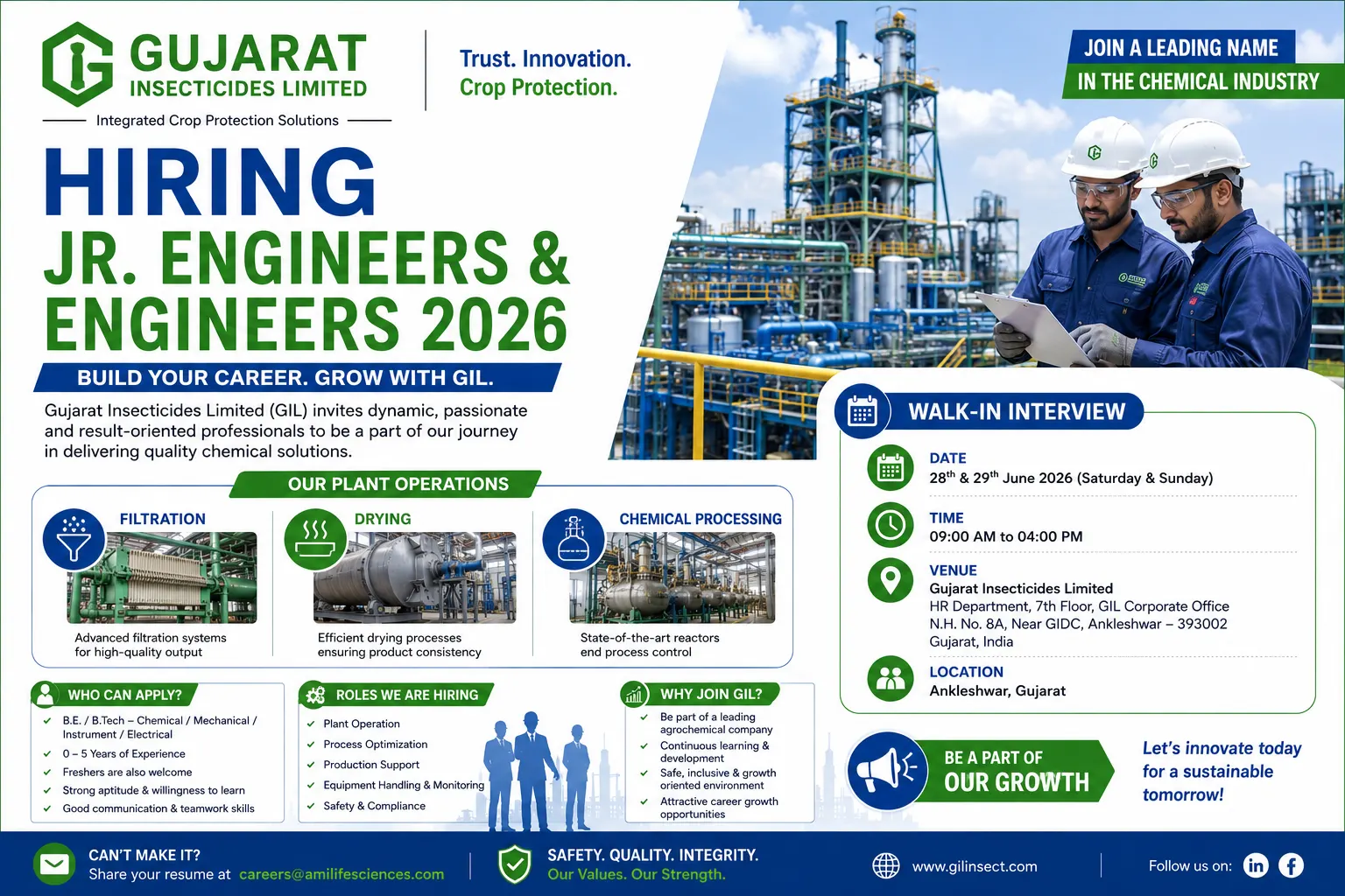 Gujarat Insecticides Limited Hiring 2026