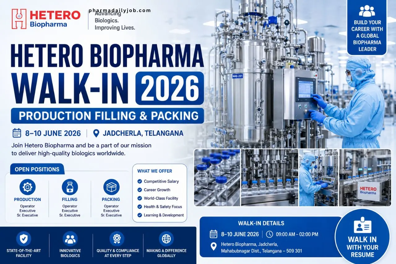 Hetero Biopharma Walk-In Interview 2026