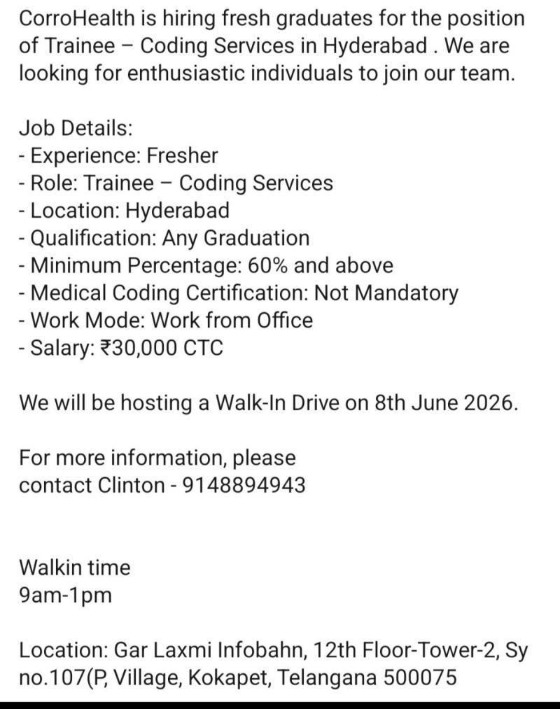 CorroHealth Walk-In Interview