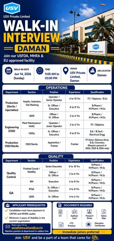 USV Walk-In Interview 2026