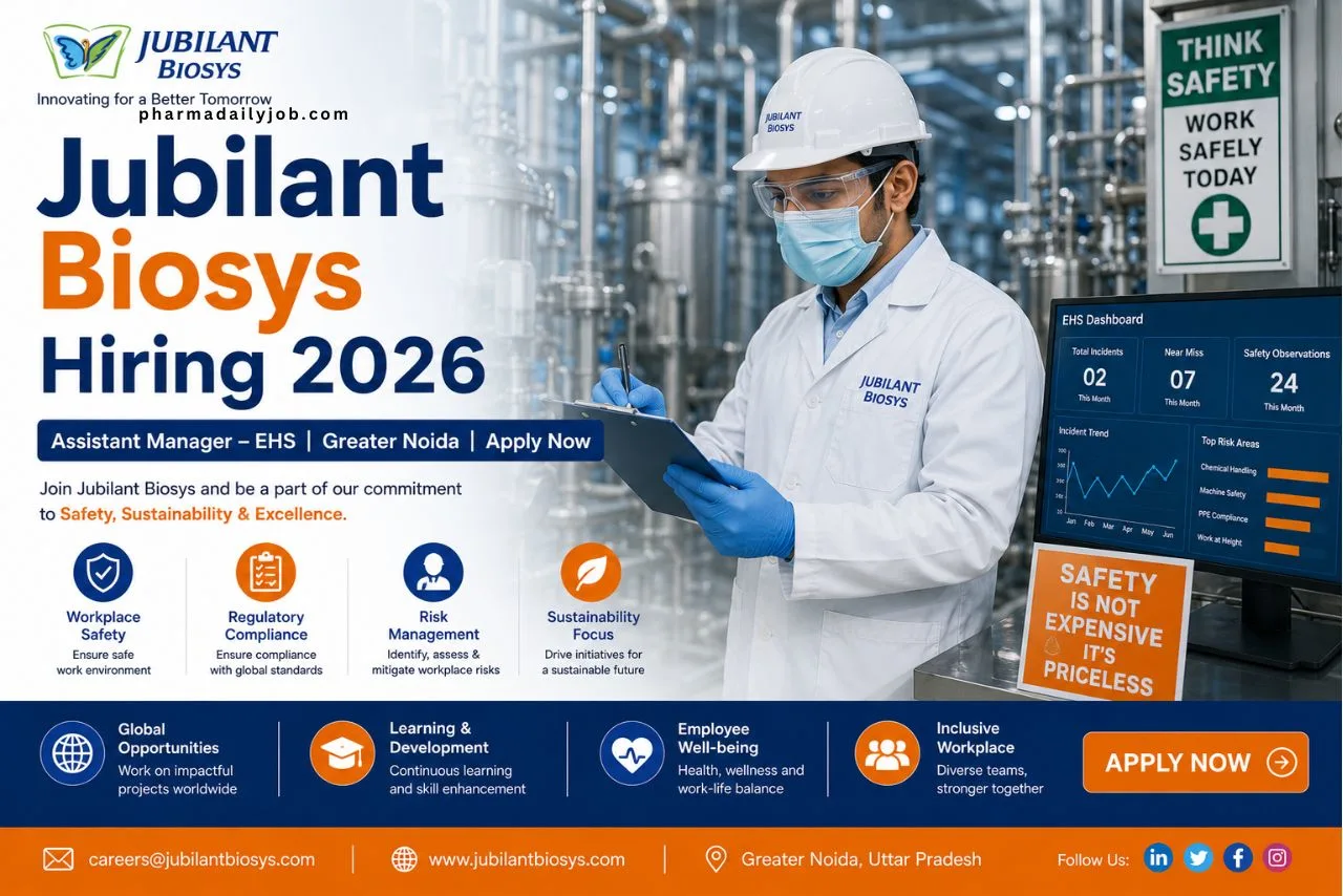 Jubilant Biosys Hiring Assistant Manager