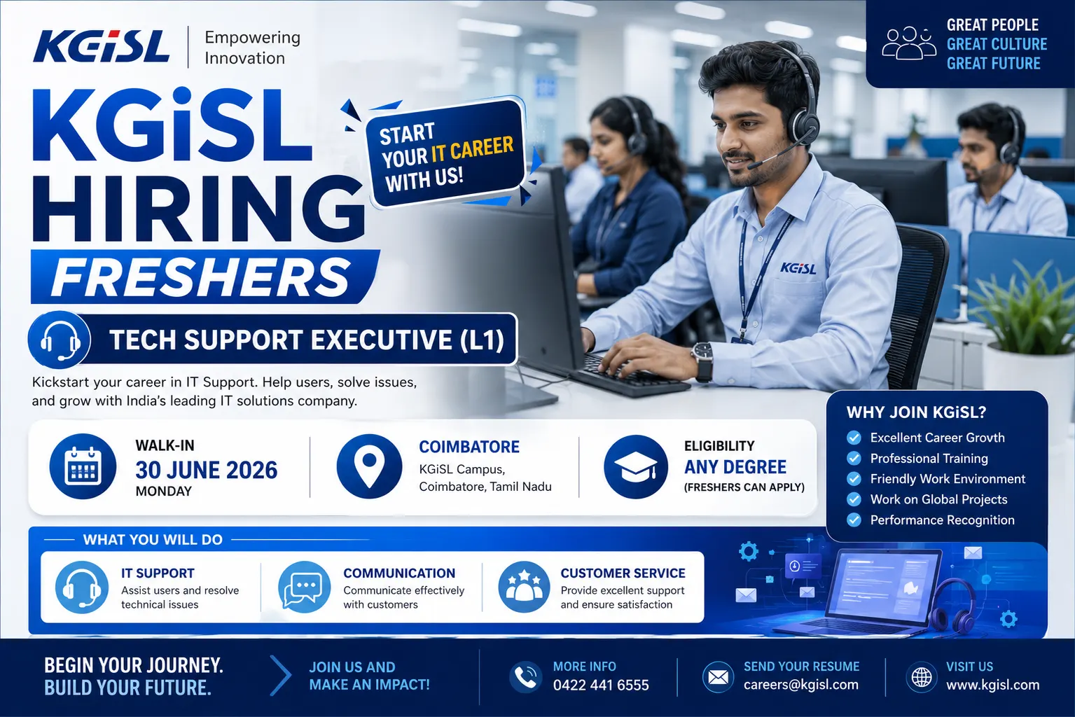 KGiSL Hiring Freshers 2026