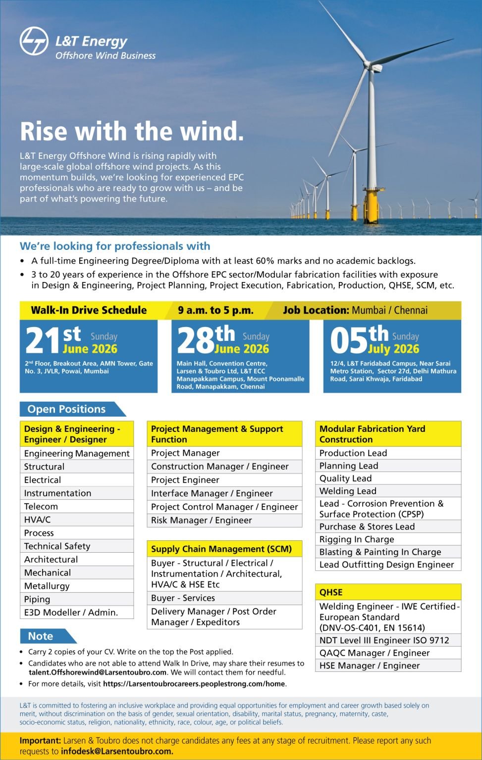 L&T Energy Offshore Wind Hiring 2026