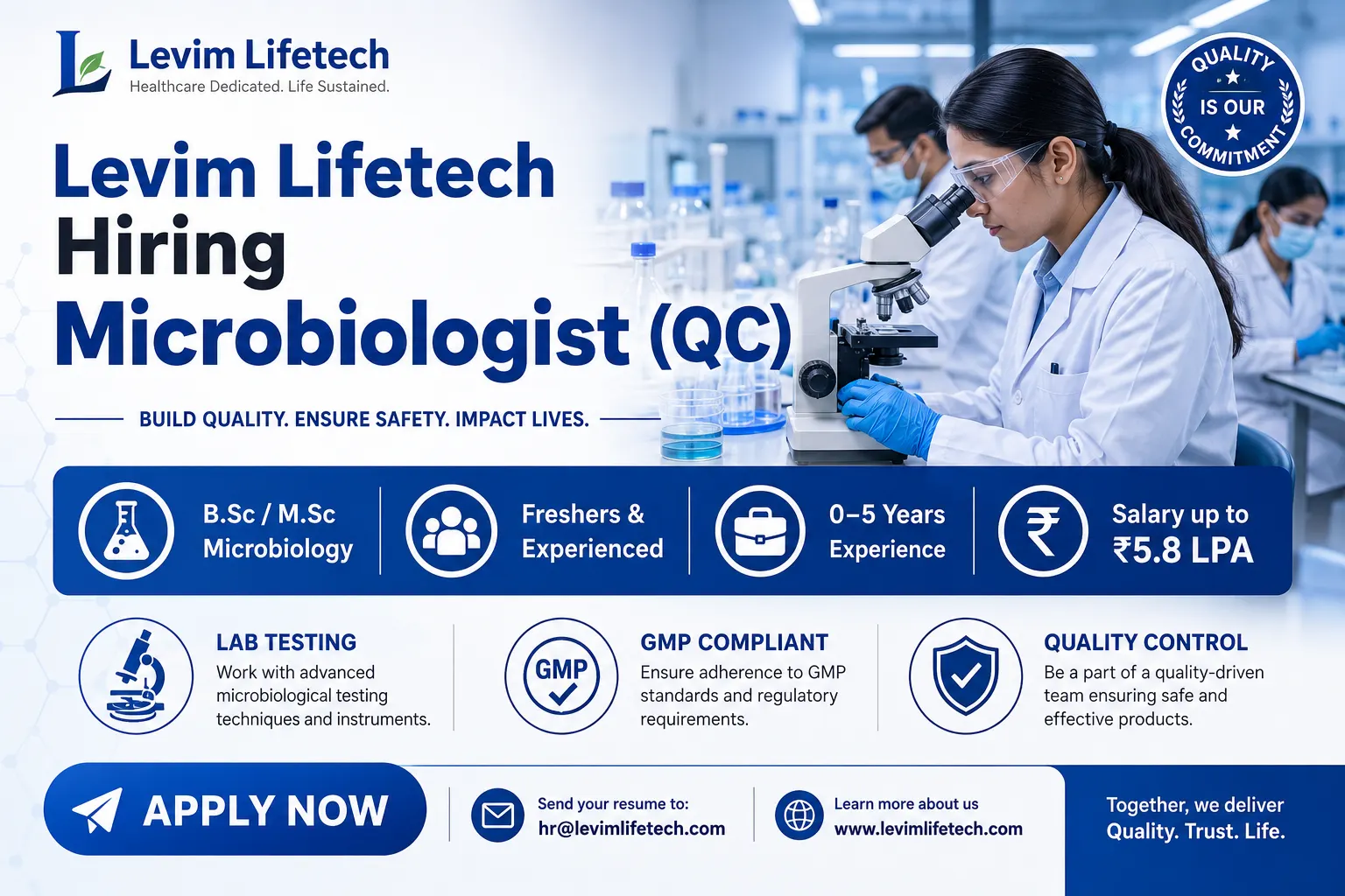 Levim Lifetech Hiring Microbiologist