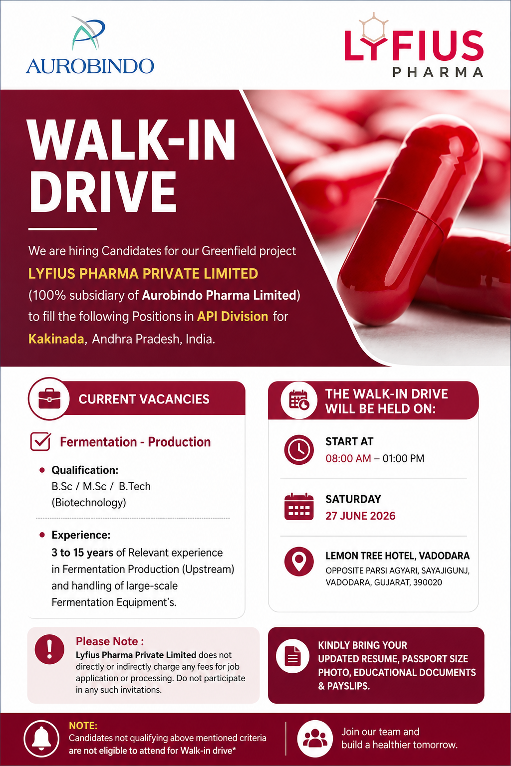 Lyfius Pharma Hiring Fermentation Professionals