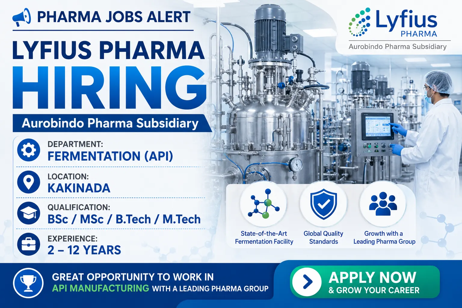 Lyfius Pharma Hiring Fermentation Professionals