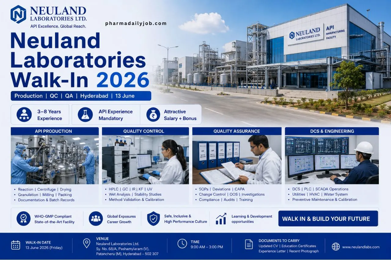 Ipca Laboratories Freshers Walk-In Interview 2026